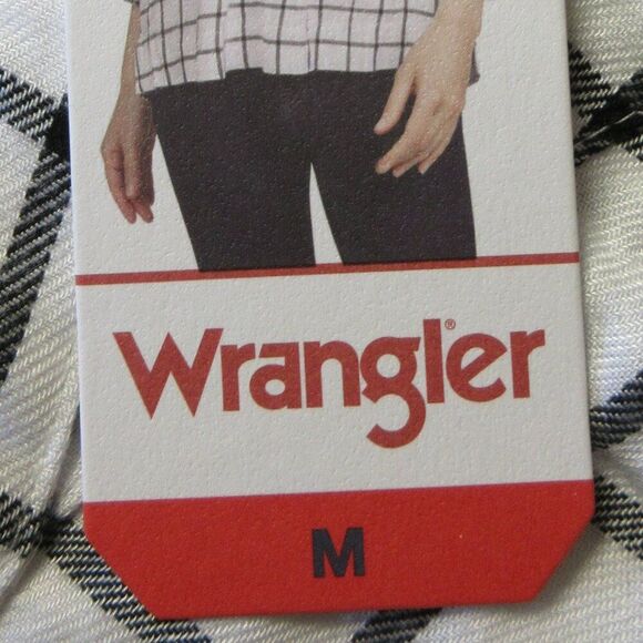 WRANGLER Ladies White Black Plaid Blouse Sz M (8-10) Popover Top Tunic Shirt NWT - Picture 5 of 13